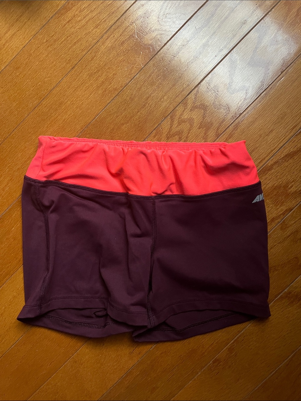 Avia Burgundy Athletic Shorts with Coral Waistband